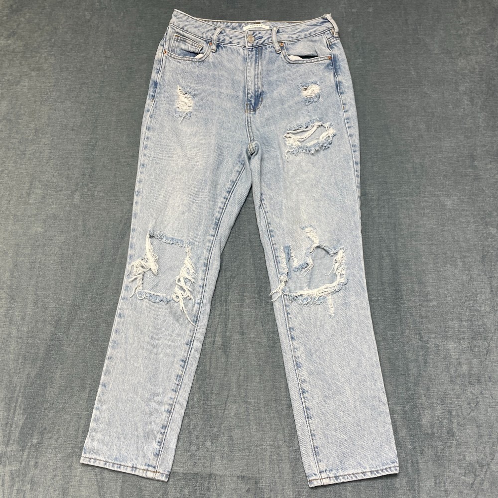 PacSun Pacific Sunwear Jeans Womens 29x26 Blue Denim Distressed Straight Leg